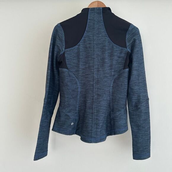 Lululemon Forme Jacket Womens 8 Slub Denim Full Zip Thumbholes Running Active - Picture 9 of 13